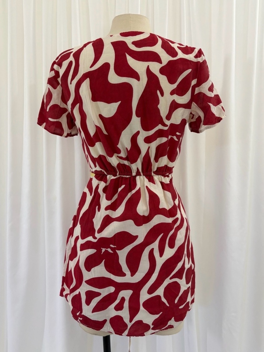 Mango Red and White Short Sleeve Mini Dress - Picture 6 of 8